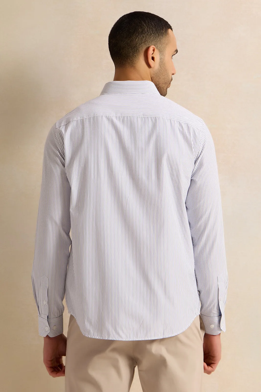 Men White Striped Shirt