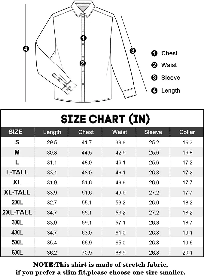 Men's Dress Shirts Wrinkle-Free Long Sleeve Stretch Solid Formal Business Button Down Shirt with Pocket - Purple