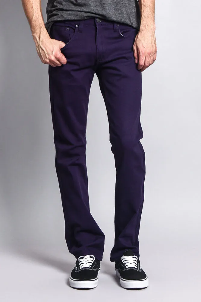 Men's Slim Fit Colored Jeans (Eggplant)