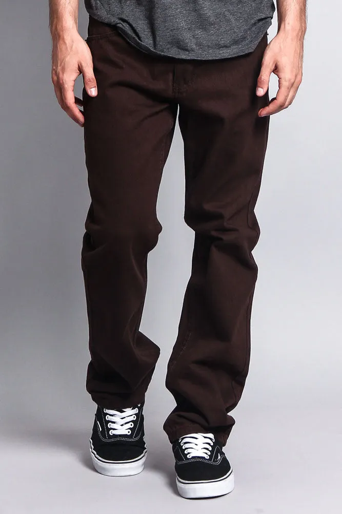 Men's Straight Fit Colored Denim Jeans (Brown)