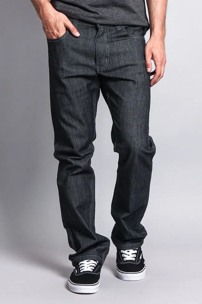 Men's Straight Fit Raw Denim Jeans (Raw Grey)