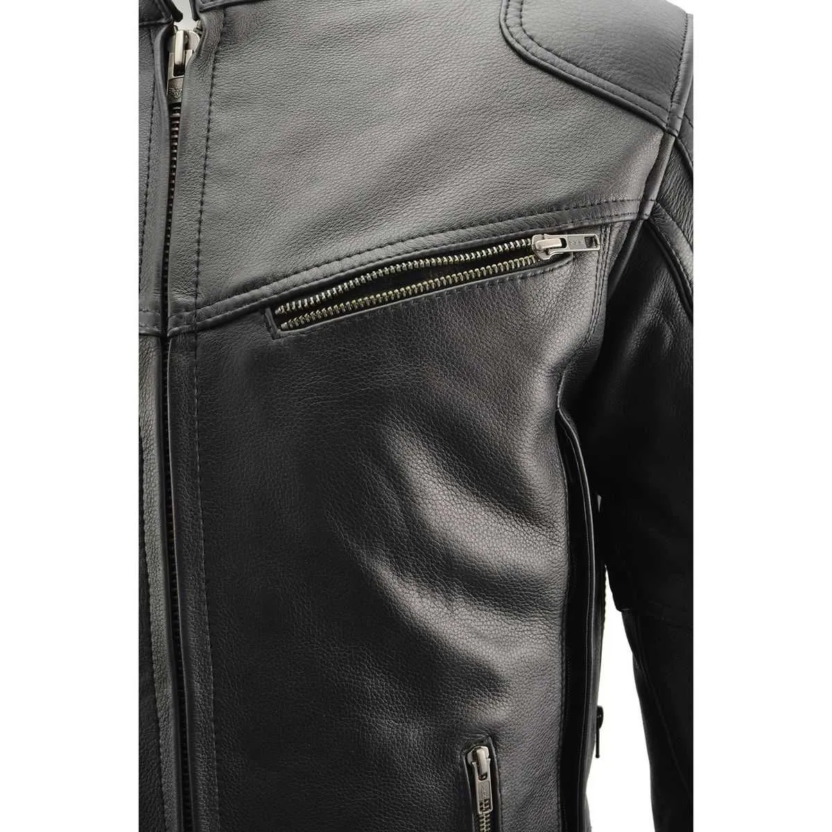 Milwaukee Leather MLM1502 Men's Black 'Cool-Tec' Vented Leather Scooter Jacket