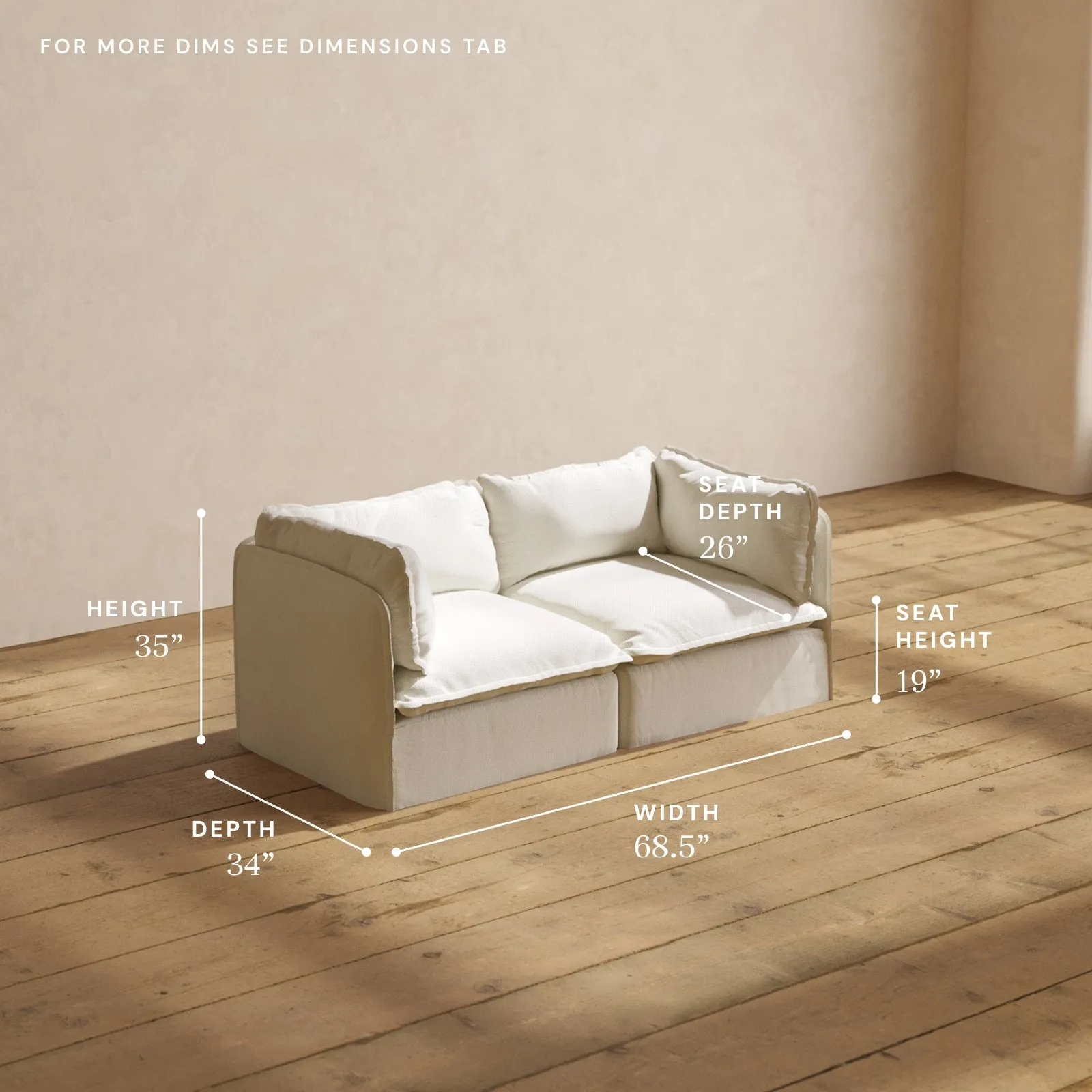 Modular Performance 2-Seater in Eggshell | Relaxed Blend