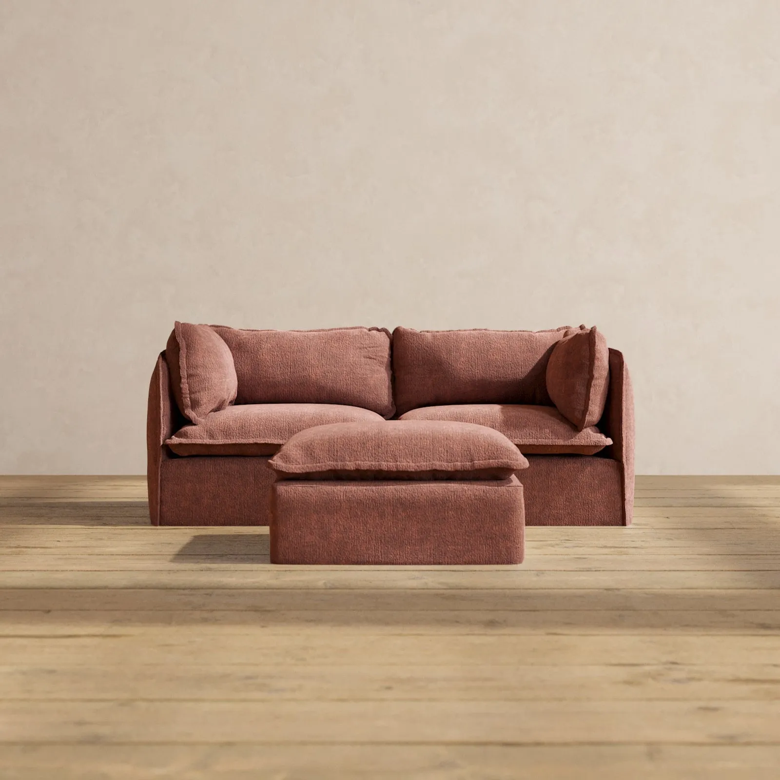 Modular Performance 2-Seater   Ottoman in Chestnut | Relaxed Blend