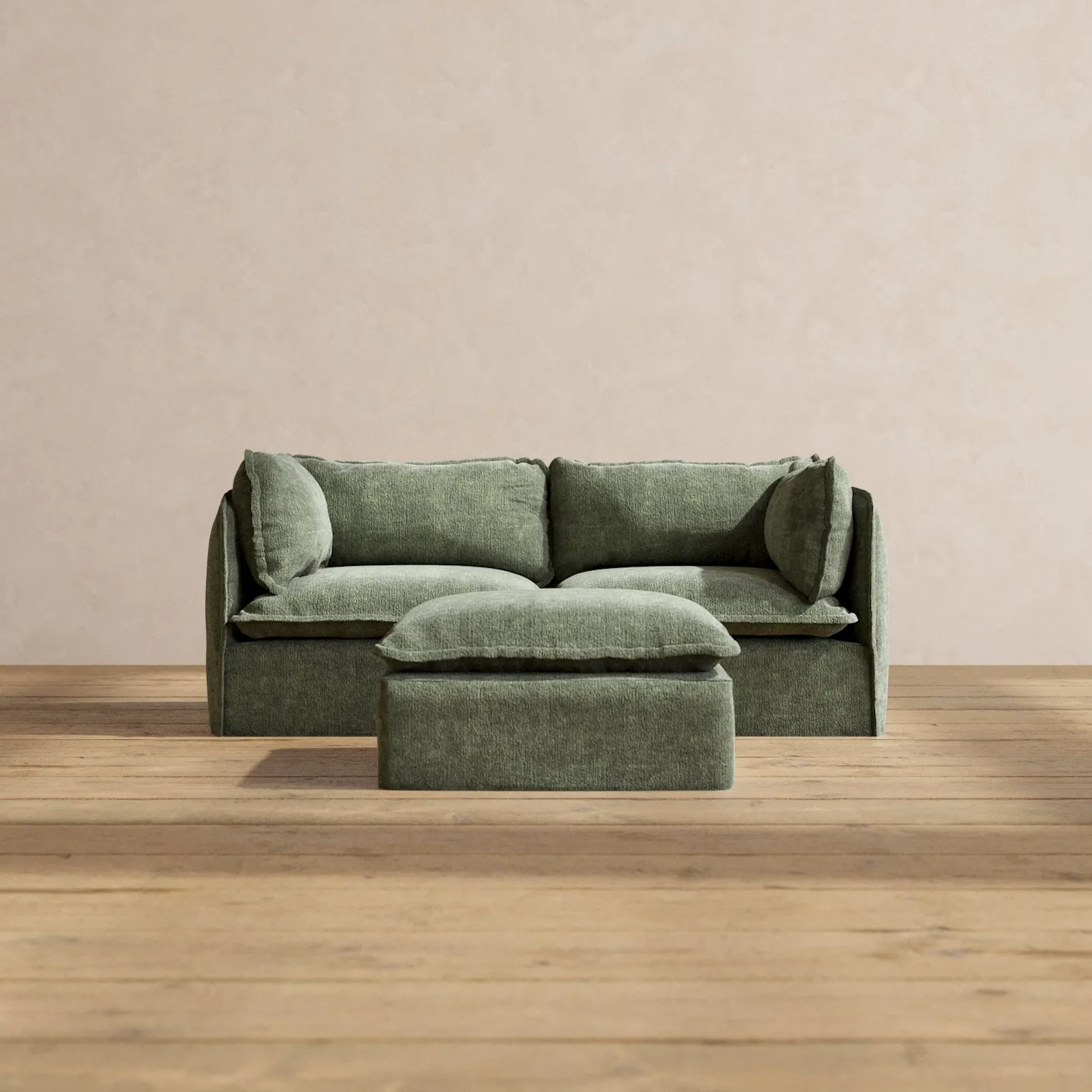 Modular Performance 2-Seater   Ottoman in Willow | Relaxed Blend