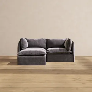 Modular Performance 2-Seater Sectional in Cinder | Relaxed Blend