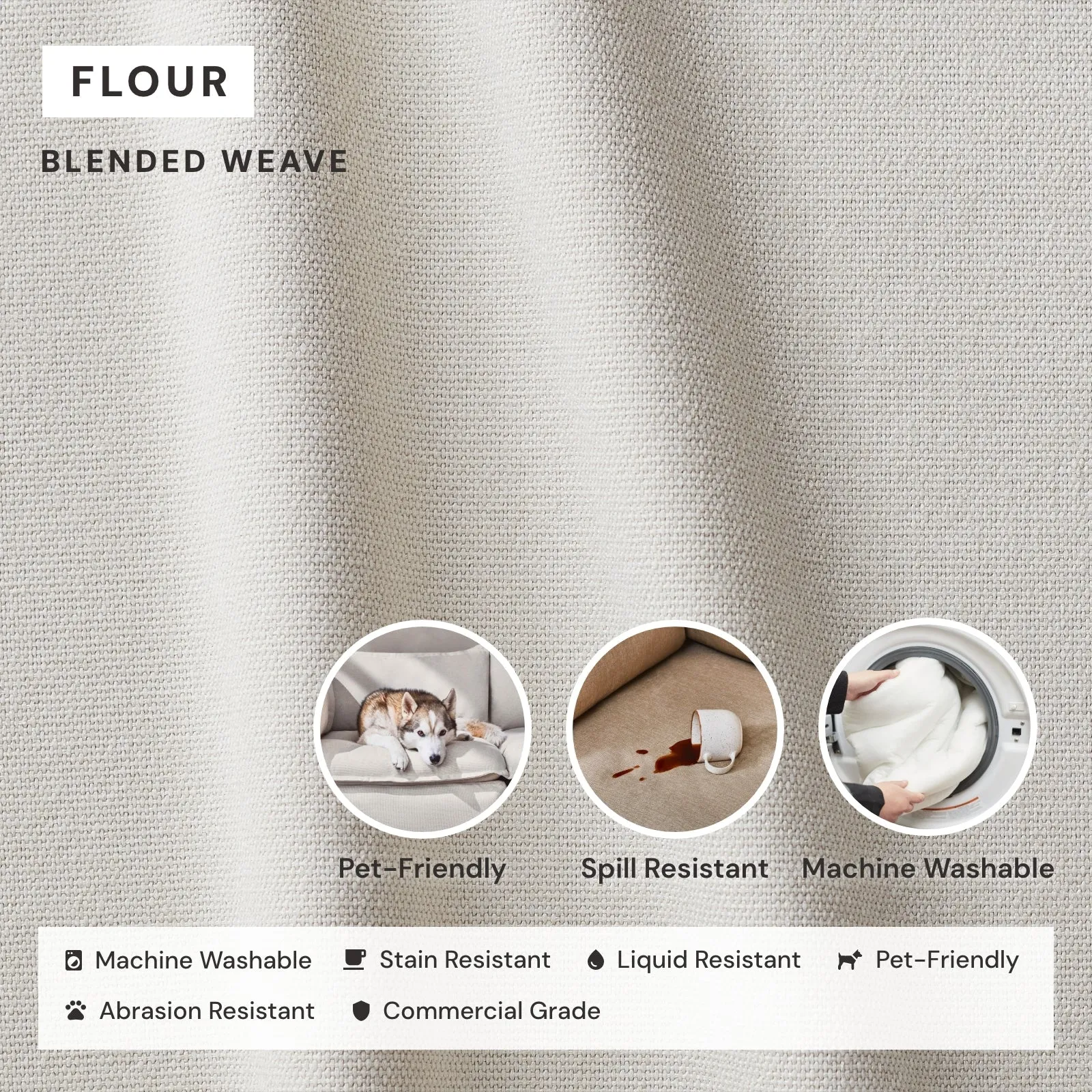 Modular Performance 3-Seater in Flour | Relaxed Blend