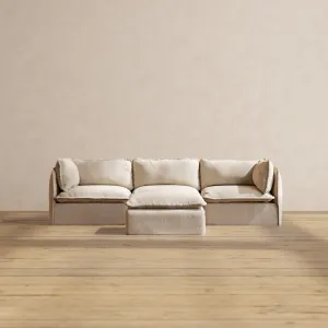 Modular Performance 3-Seater   Ottoman in Oat | Relaxed Blend