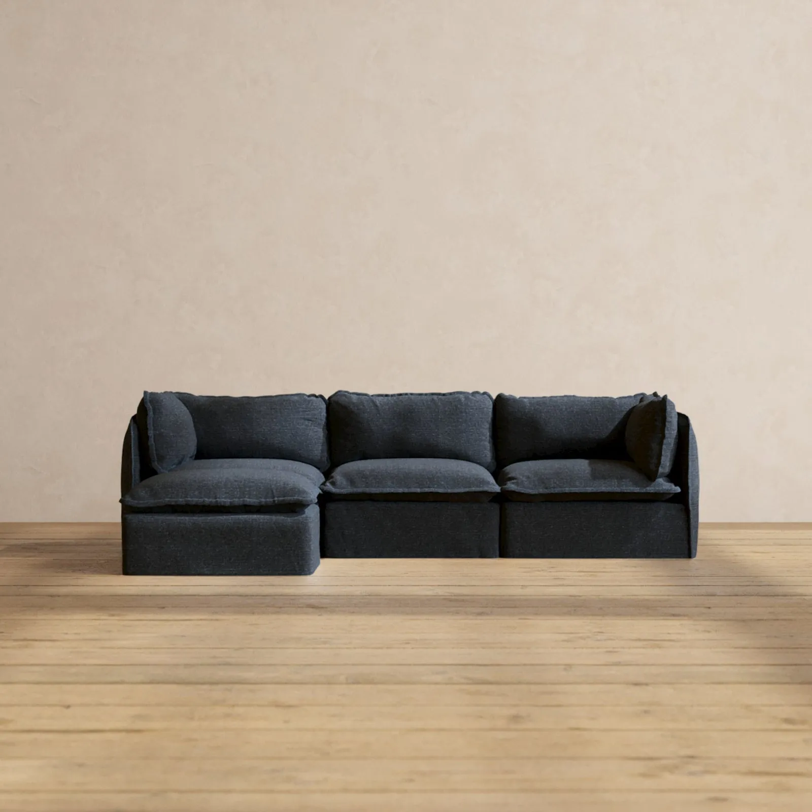 Modular Performance 3-Seater Sectional in Indigo | Relaxed Blend