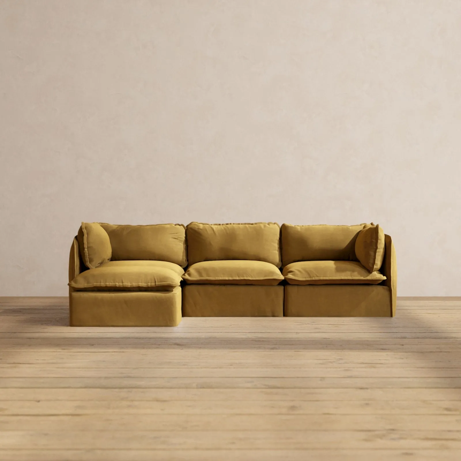 Modular Performance 3-Seater Sectional in Toffee | Relaxed Blend