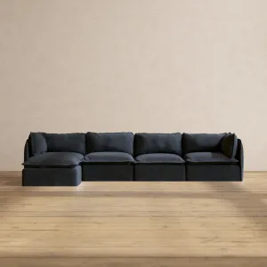 Modular Performance 4-Seater Sectional in Indigo | Relaxed Blend