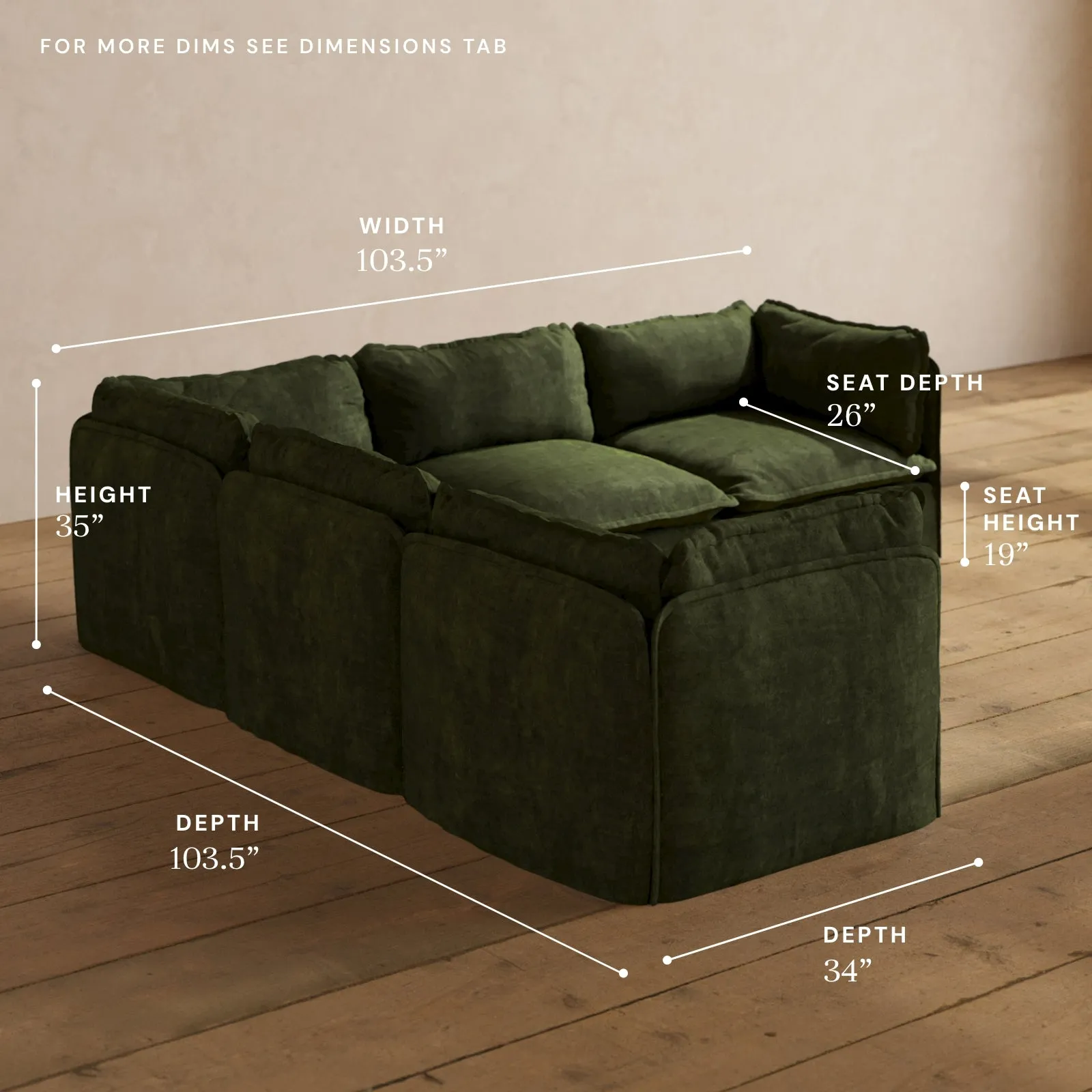 Modular Performance 5-Seater Corner Sectional in Olive | Relaxed Blend