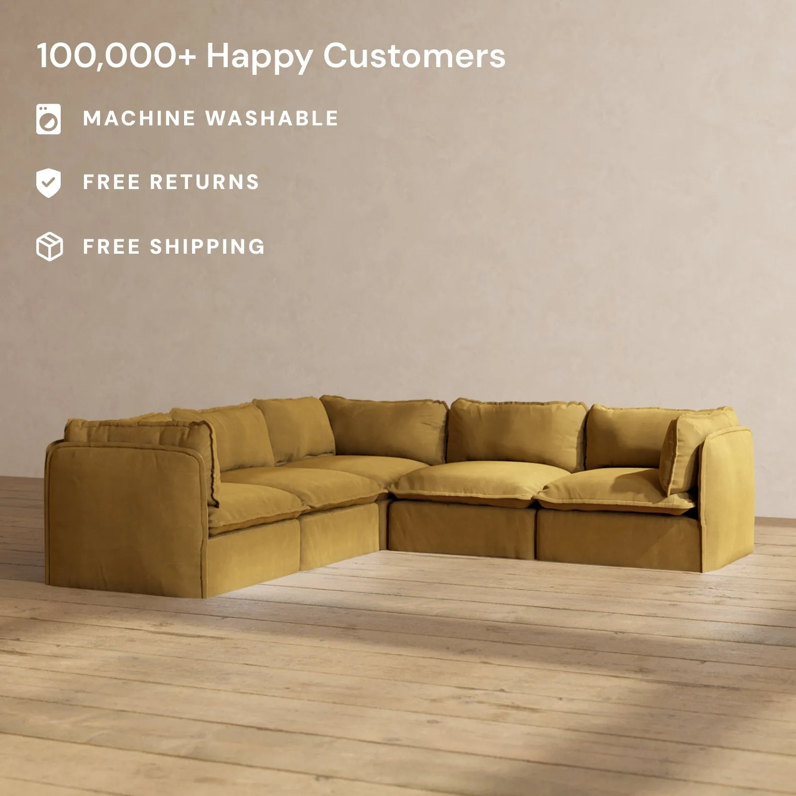 Modular Performance 5-Seater Corner Sectional in Toffee | Relaxed Blend