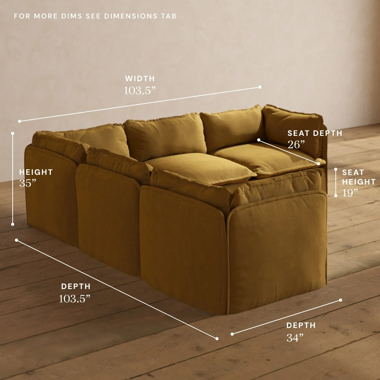 Modular Performance 5-Seater Corner Sectional in Toffee | Relaxed Blend