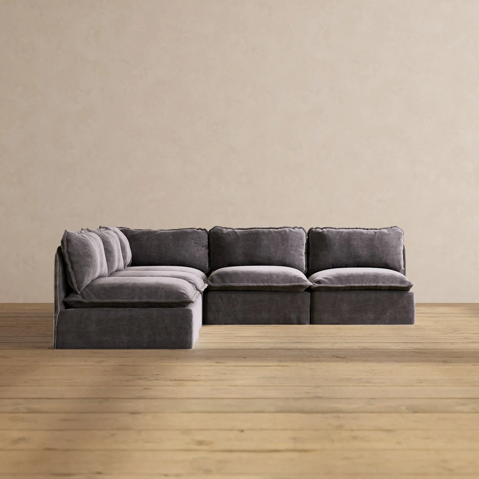 Modular Performance 5-Seater Open-Ends Corner Sectional in Cinder | Relaxed Blend