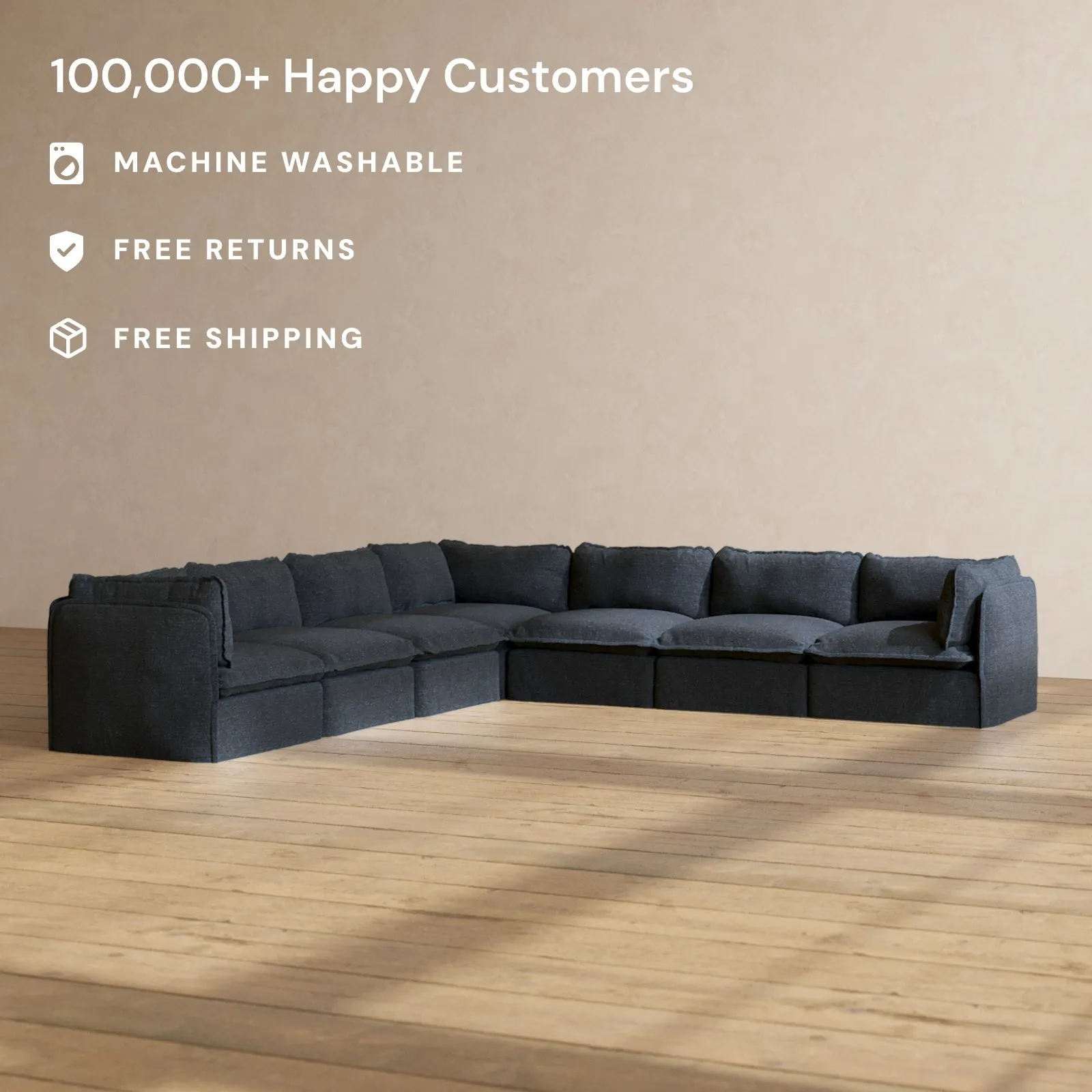 Modular Performance 7-Seater Corner Sectional in Indigo | Relaxed Blend