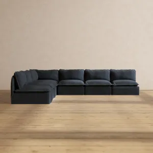 Modular Performance 7-Seater Open-Ends Corner Sectional in Indigo | Relaxed Blend