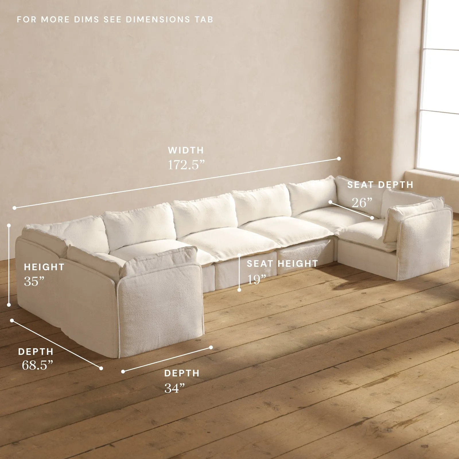 Modular Performance 7-Seater U-Sectional in Mousse | Relaxed Blend