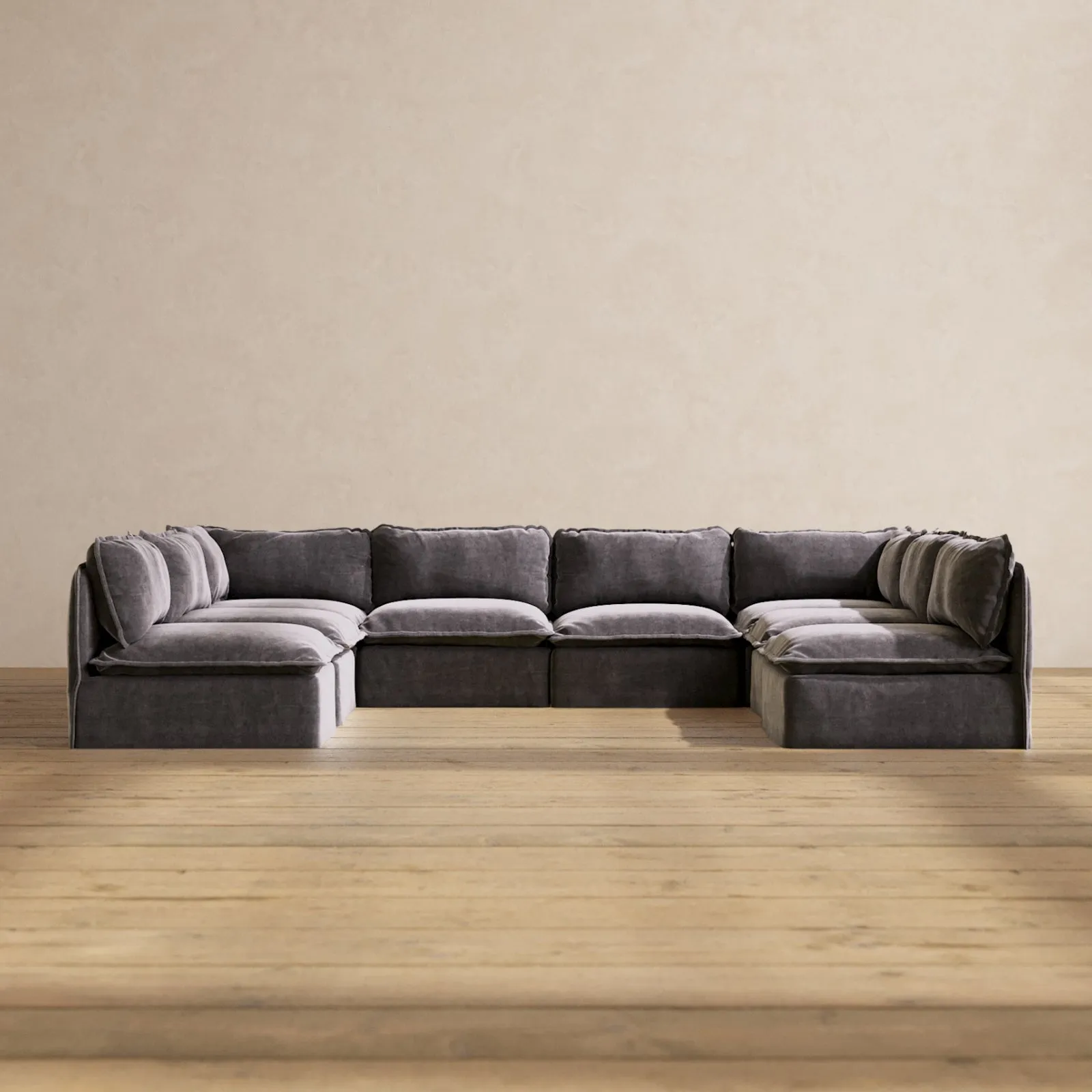 Modular Performance 8-Seater Open-Ends U-Sectional in Cinder | Relaxed Blend