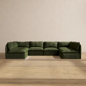 Modular Performance 8-Seater Open-Ends U-Sectional in Olive | Relaxed Blend