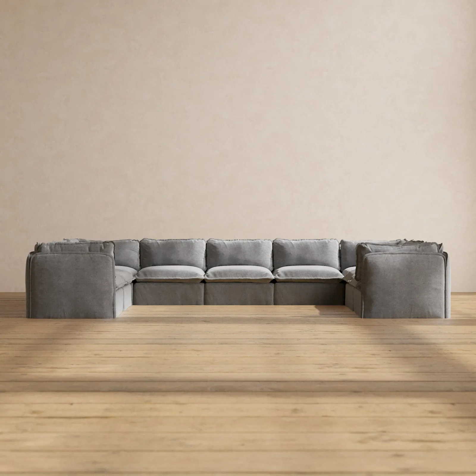 Modular Performance 9-Seater U-Sectional in Ash | Relaxed Blend