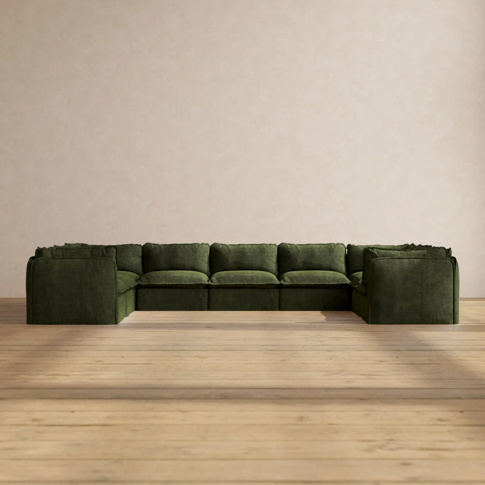 Modular Performance 9-Seater U-Sectional in Olive | Relaxed Blend