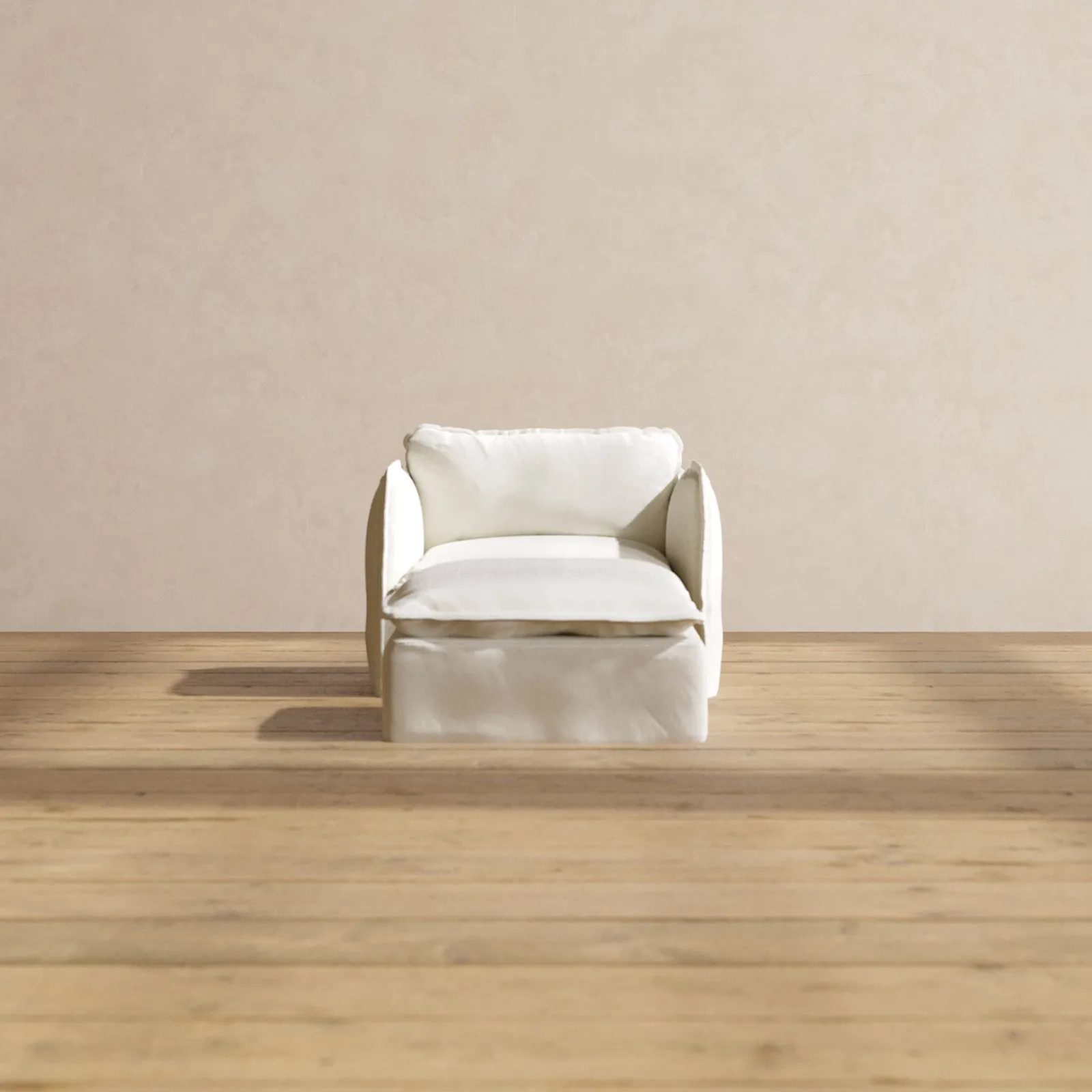 Modular Performance Armchair & Ottoman in Eggshell | Relaxed Blend