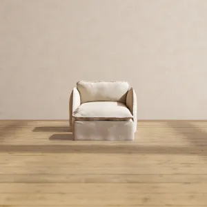 Modular Performance Armchair & Ottoman in Oat | Relaxed Blend