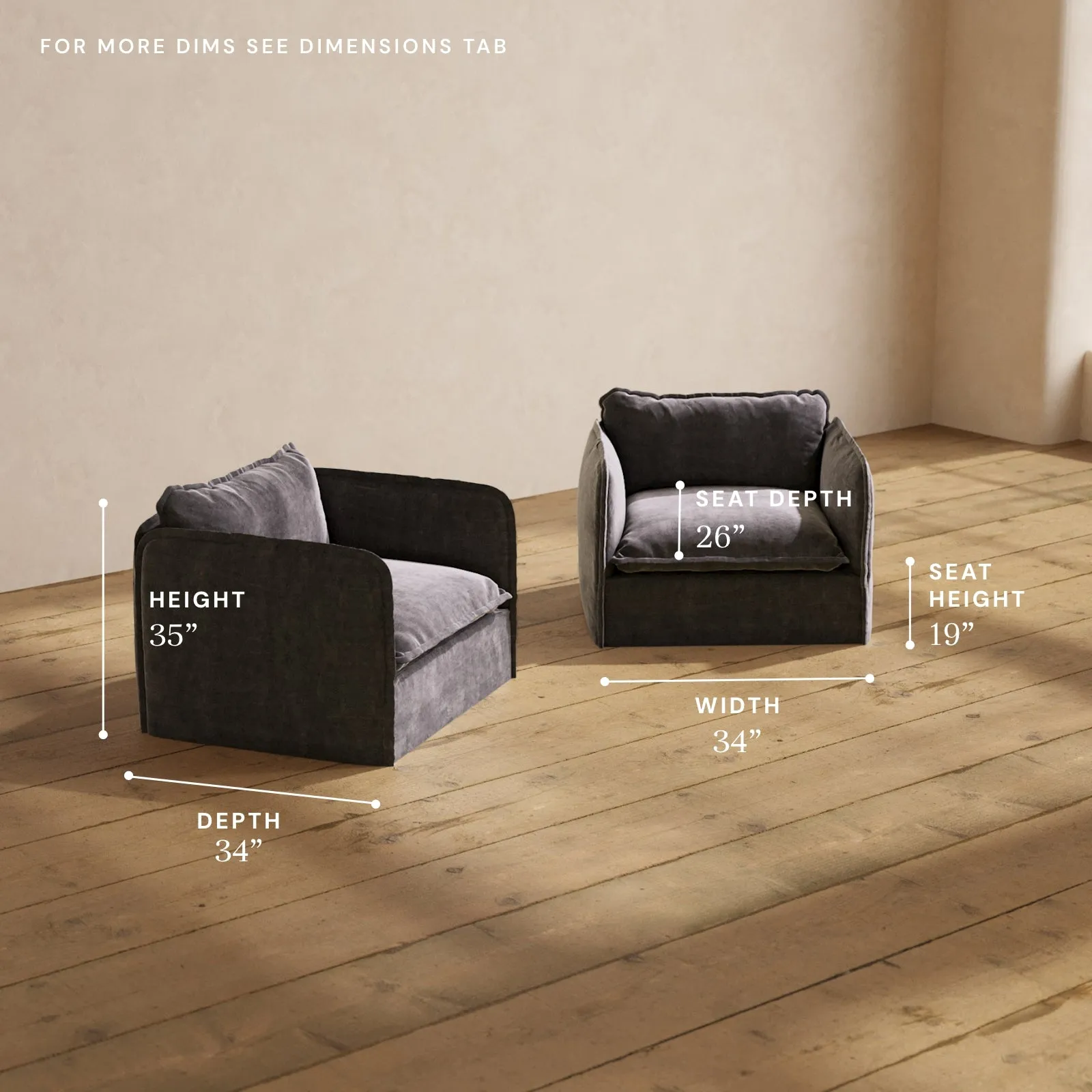 Modular Performance Armchair Set in Cinder | Relaxed Blend