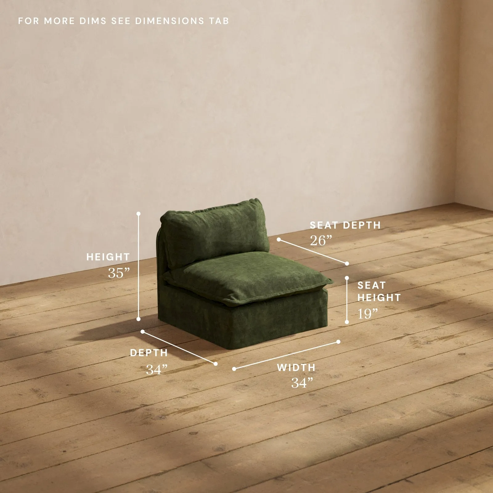 Modular Performance Armless Chair in Olive | Relaxed Blend