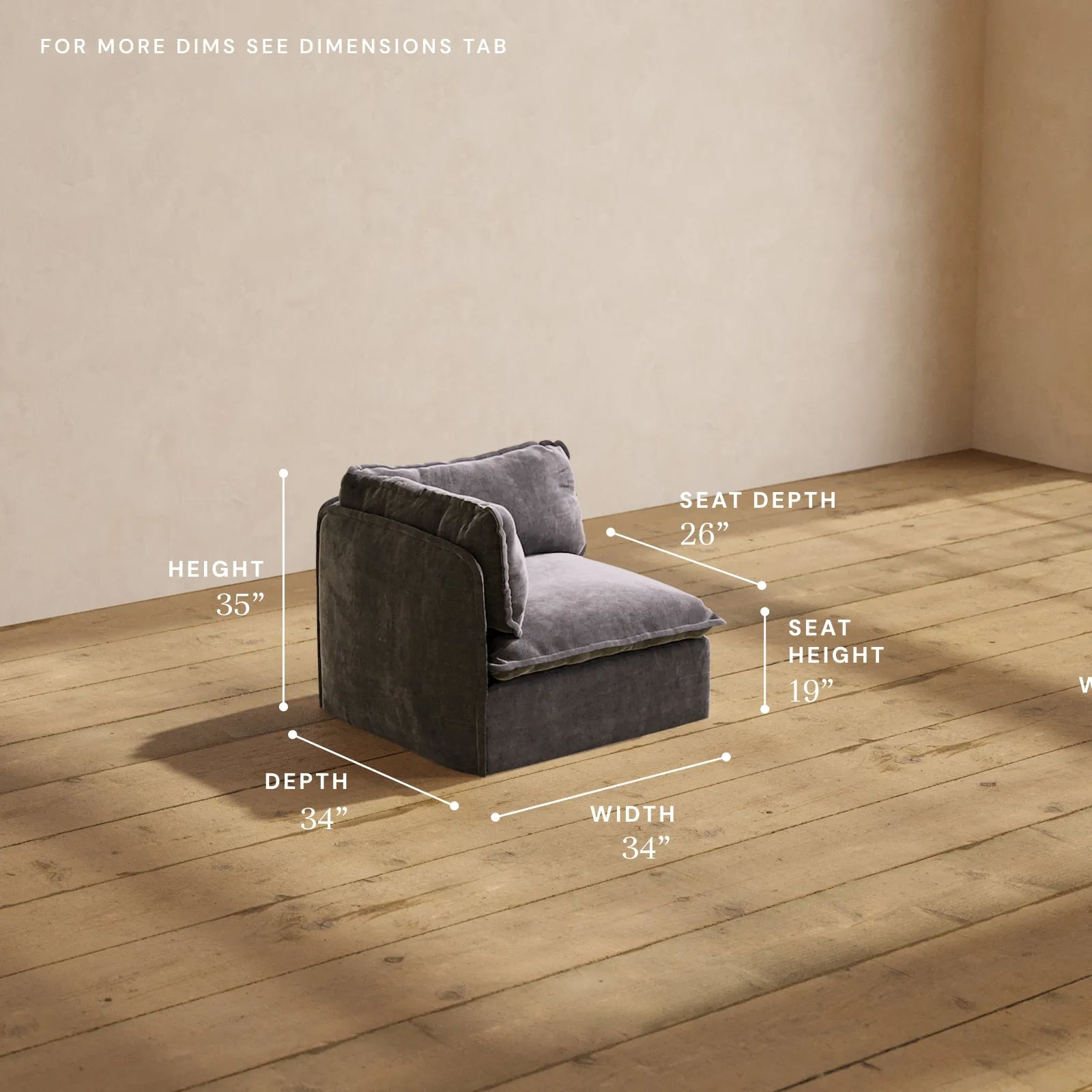 Modular Performance Corner Chair in Cinder | Relaxed Blend