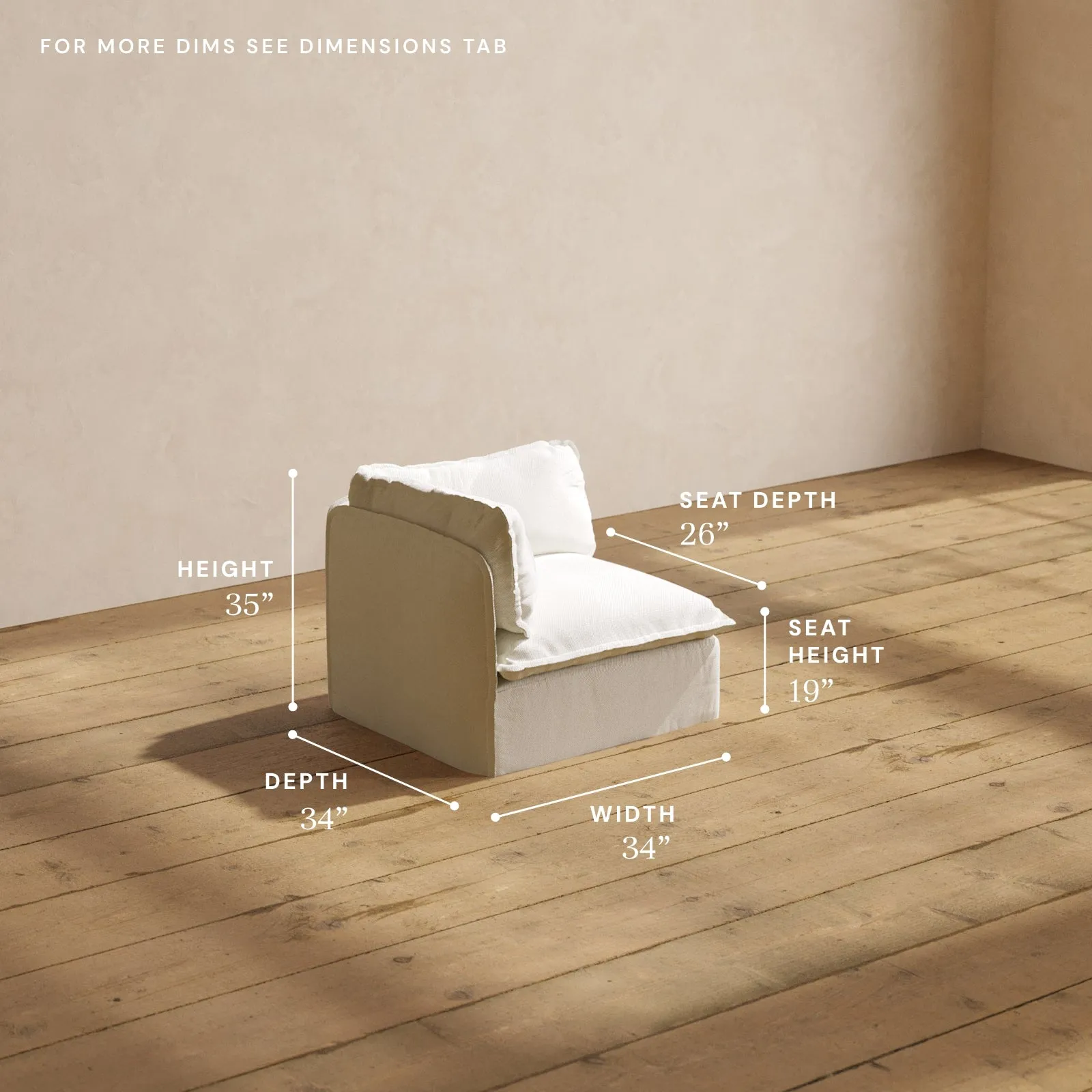 Modular Performance End Chair in Eggshell | Relaxed Blend