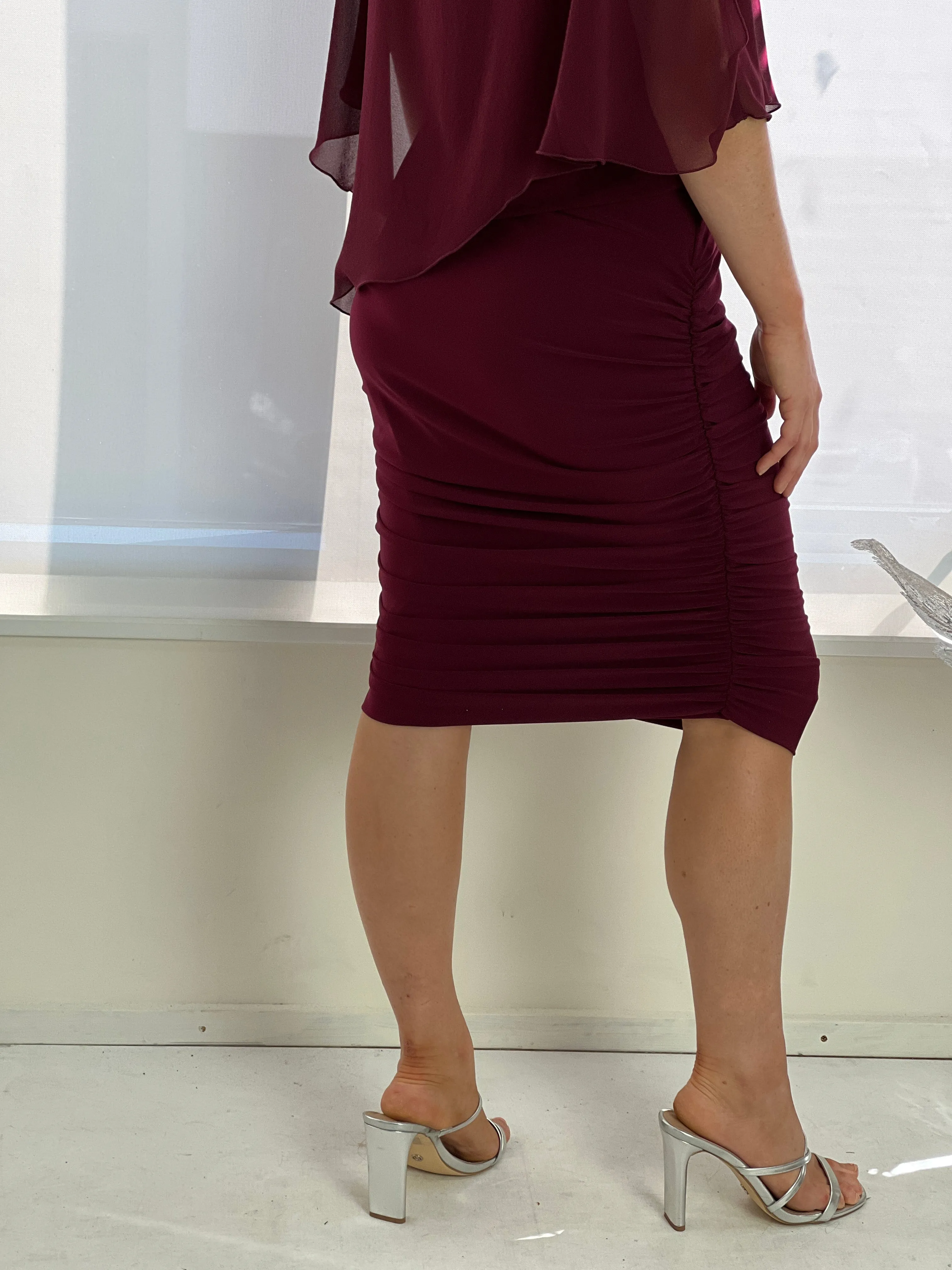 Noelle Burgundy Ruched Skirt