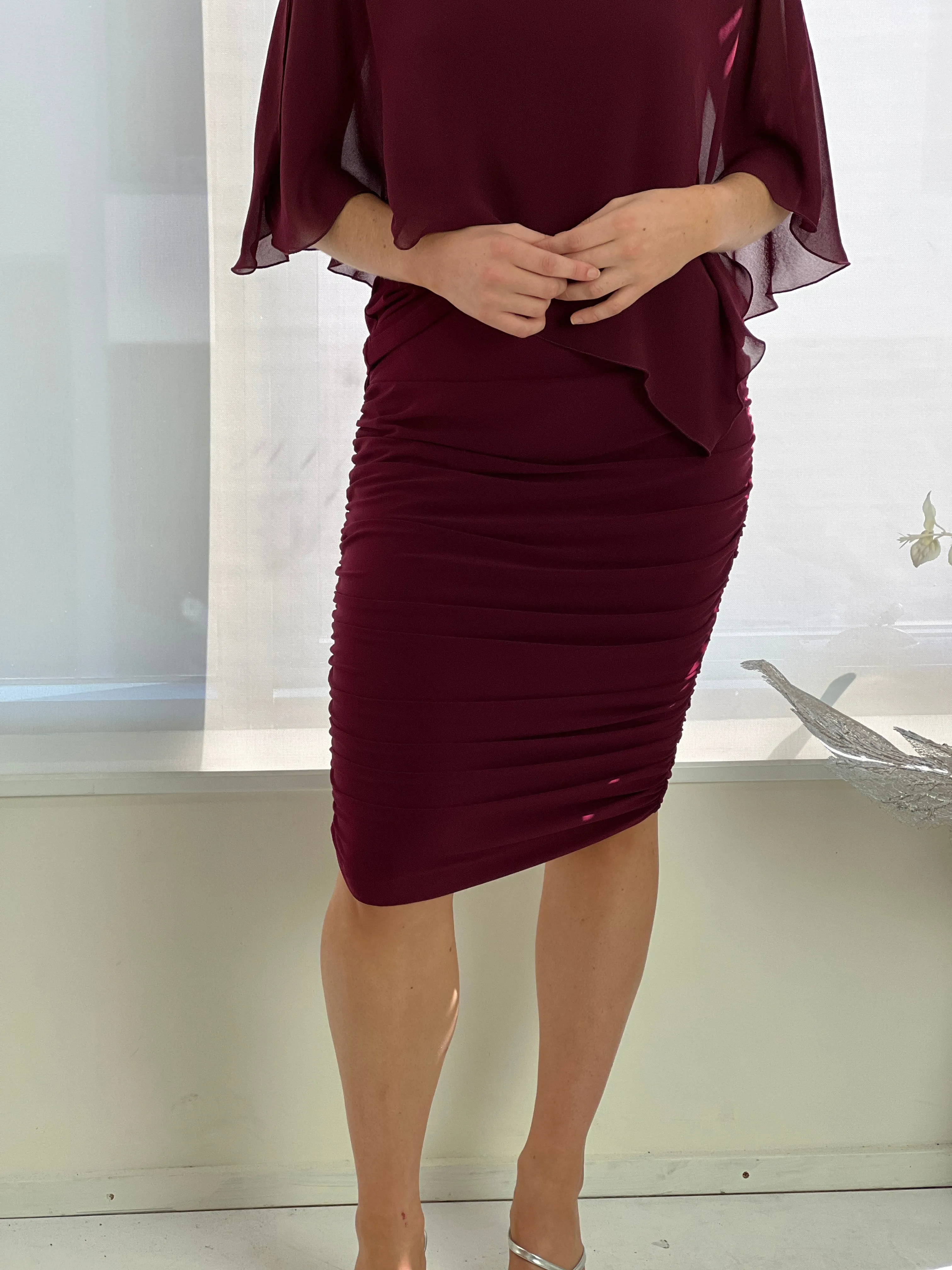 Noelle Burgundy Ruched Skirt