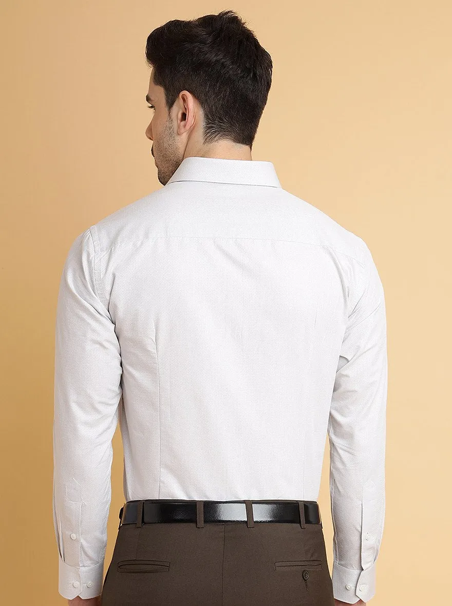 Off White Solid Slim Fit Formal Shirt | Greenfibre