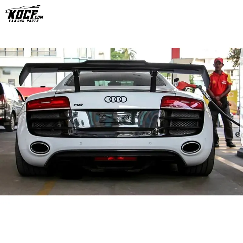 P-PI style Carbon Fiber Rear Spoiler Wing Track tail Spoiler Base Panel For Audi R8 COUPE 09-15