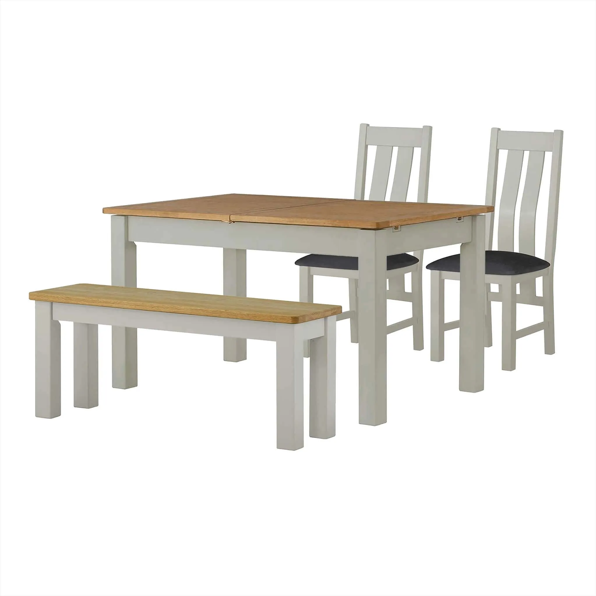 Padstow Grey Ext Dining Set - 2 x Chairs , 1 x Bench