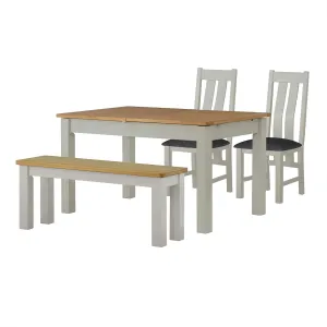 Padstow Grey Ext Dining Set - 2 x Chairs , 1 x Bench