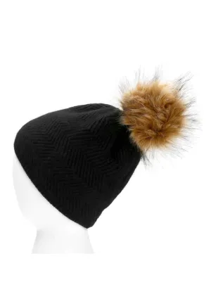 "The Apres" Hat Black Real Fur