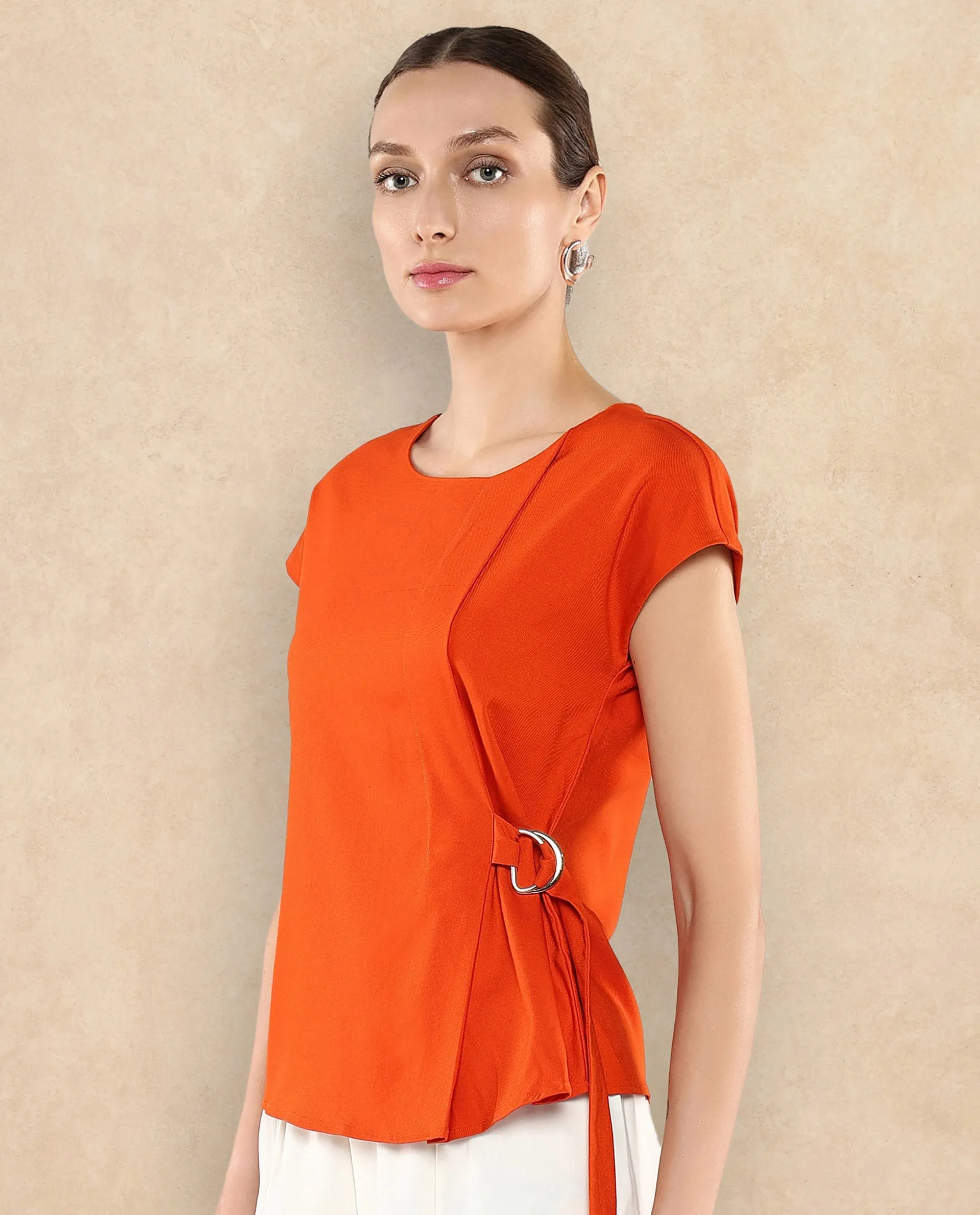 Rareism Women Nrob Orange Plain Top