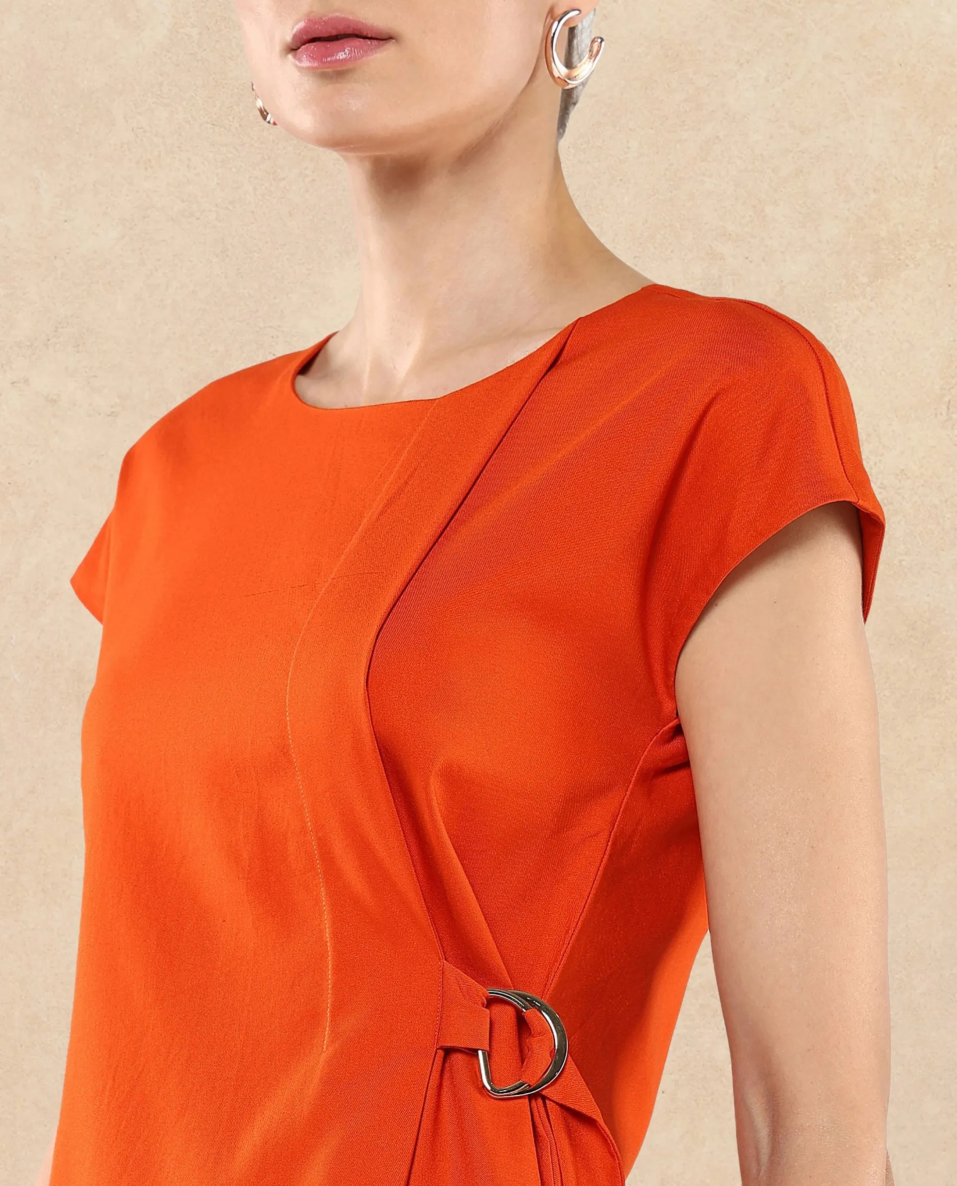 Rareism Women Nrob Orange Plain Top