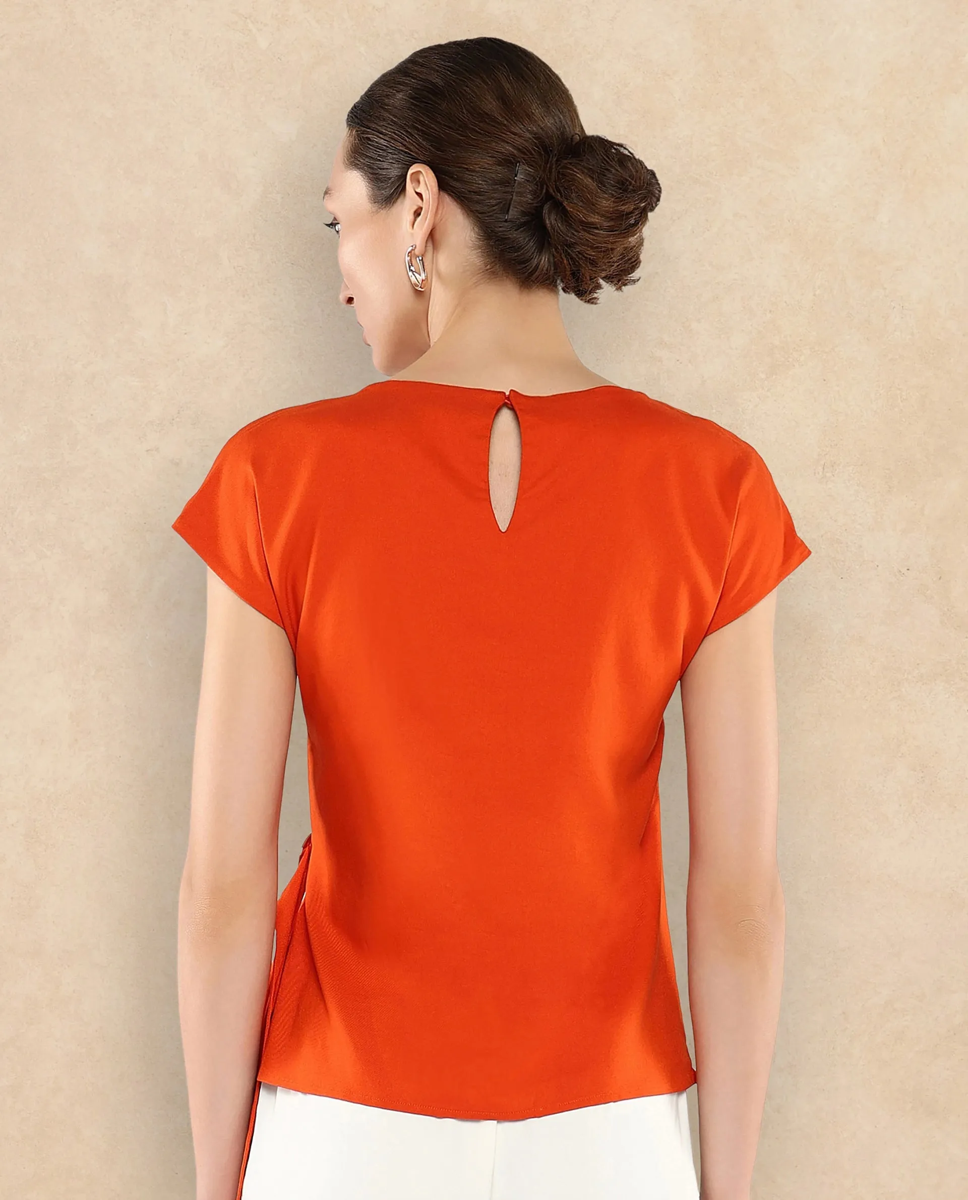 Rareism Women Nrob Orange Plain Top