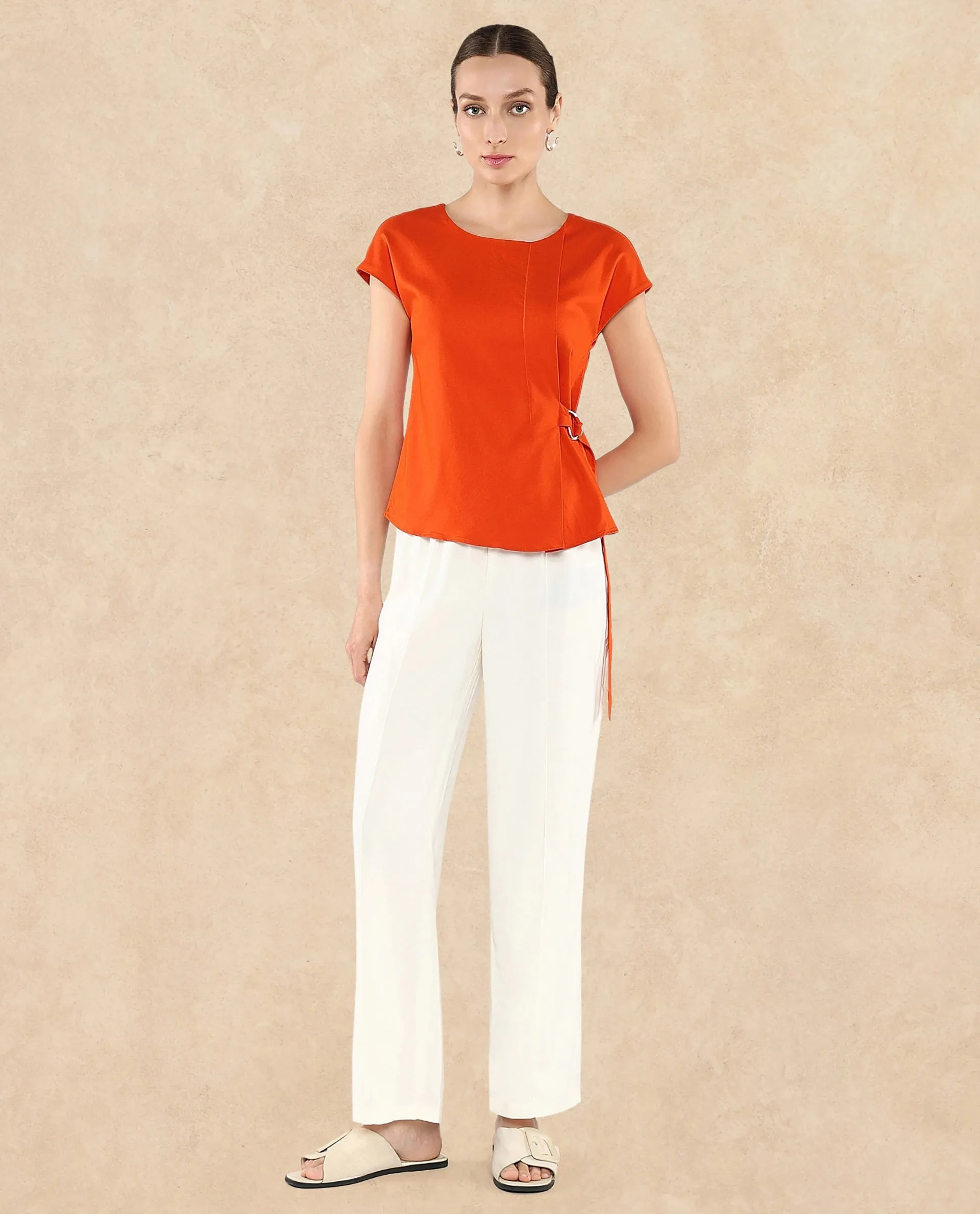 Rareism Women Nrob Orange Plain Top