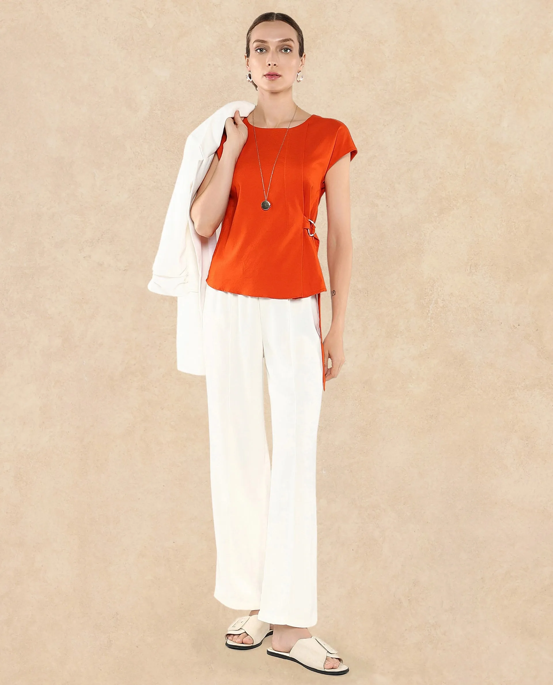 Rareism Women Nrob Orange Plain Top