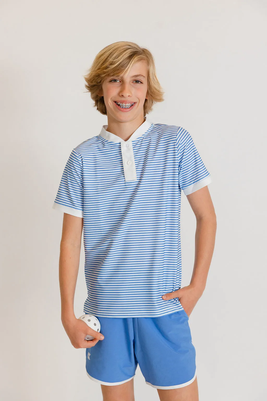 Sky Blue Thin Stripe Blade Polo