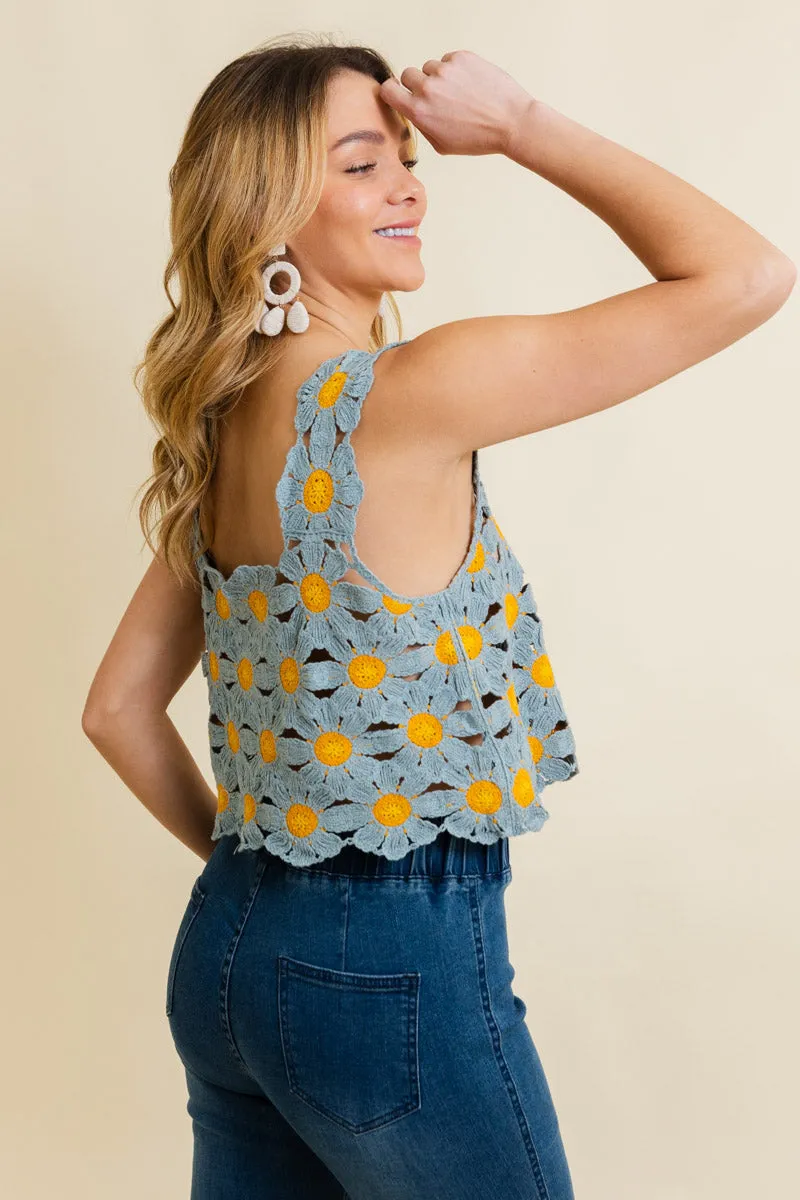 Spring Daisy Crochet Crop Top