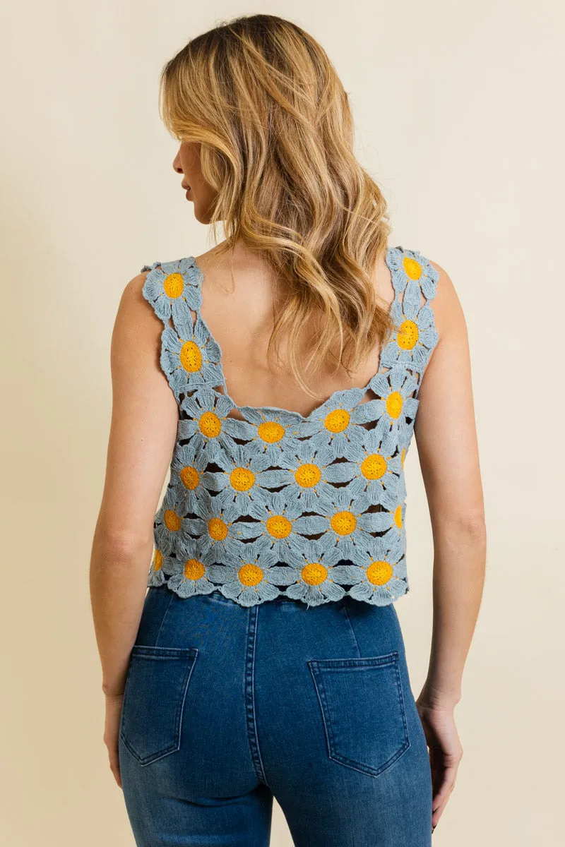 Spring Daisy Crochet Crop Top