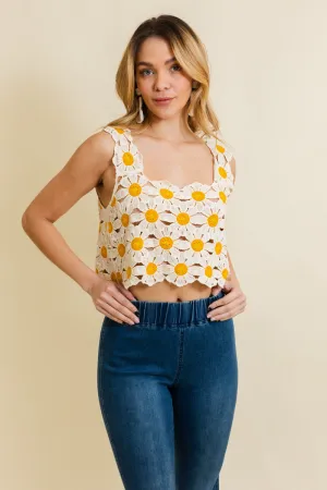 Spring Daisy Crochet Crop Top