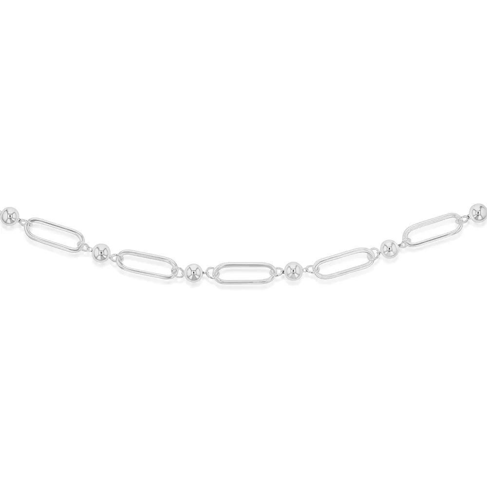 Sterling Silver Link And Ball Fancy 60cm Chain