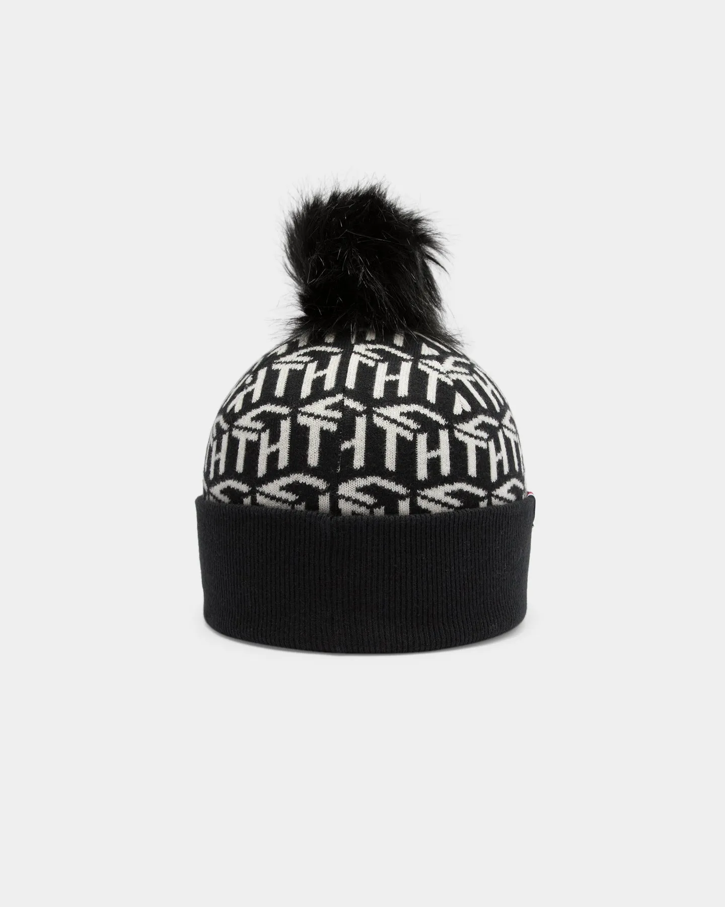 Tommy Jeans Men's Cube Knit Pom Beanie Black/White